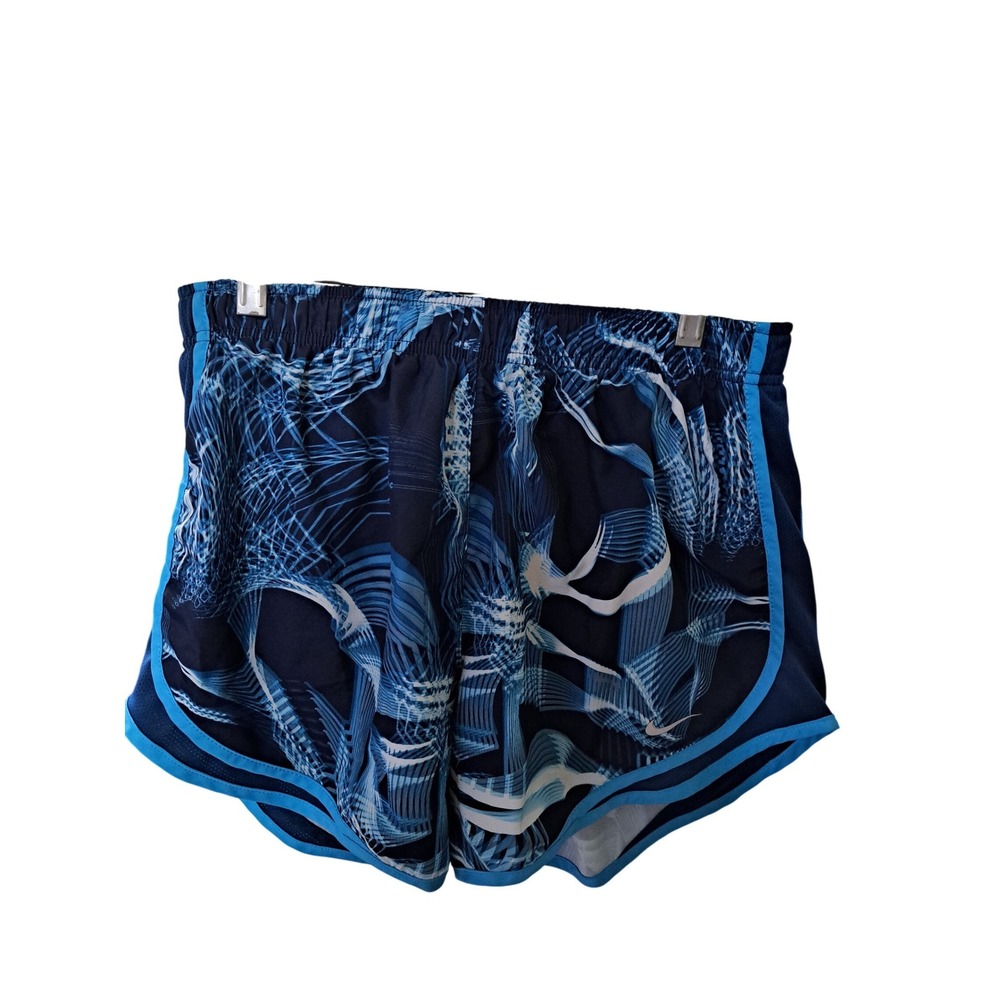 Nike Tempo Running Shorts Womens Large Teal Blue Abstract Geometric Activewear